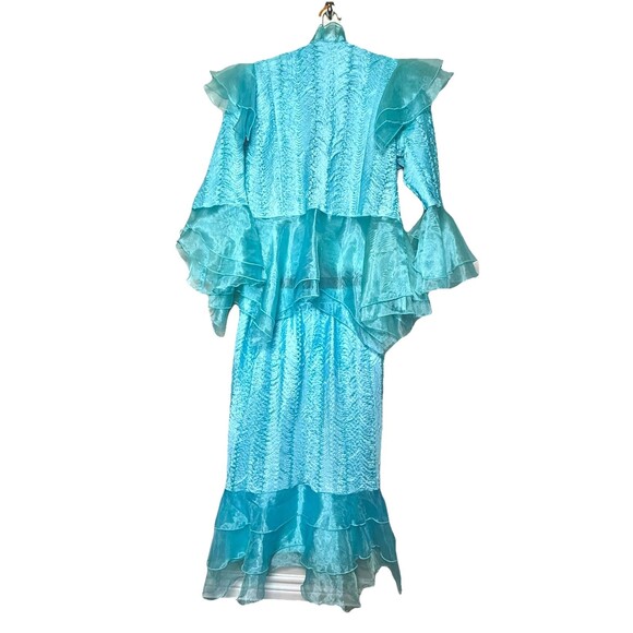 Seven Karat Vintage Y2K Blue Sheer 2-Piece Skirt Suit Set Women's M USA - Picture 4 of 11